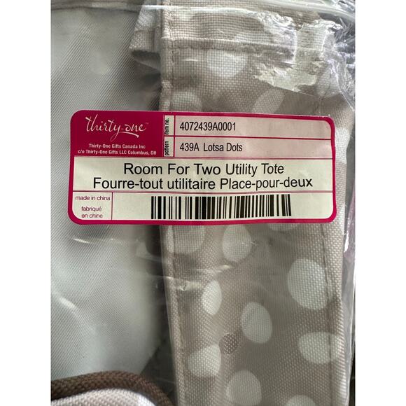 Thirty-One Room For Two Utility Tote Gray Dots Lots Dots and Zipper Pouch - Picture 7 of 7